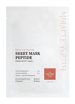 Тканинна маска Village 11 Factory Miracle Youth Cleansing Sheet Mask Peptide з пептидами 23 г (8809663754440)