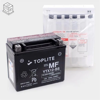Акумулятор для мототехніки Toplite AGM 12В 10Аг 180A (EN) YTX12-BS L+