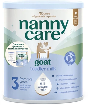 Молочний напій Nannycare 3 на основі козиного молока для дітей раннього віку від 1 до 3 років 800 г (5022817000504)