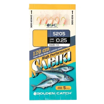Самодур GOLDEN CATCH Aji Sabiki S205 №6 Pink (5 гачків) (ставрида, сарган, луфар)