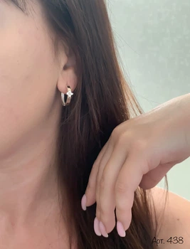Серебряные серёжки с золотой пластиной Лилия