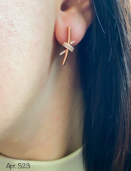 Серебряные сережки с позолотой Веточка