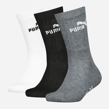 Набір жіночих шкарпеток високих бавовняних Puma Elements Kids Crew Sock 3P 93876601 35-38 3 пари Black/Grey/White (8720245826372)