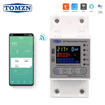 Розумне WIFI реле напруги з моніторингом споживання електроенергії TOMZN TOMPD-63LW 63A, Smart Switch / TUYA