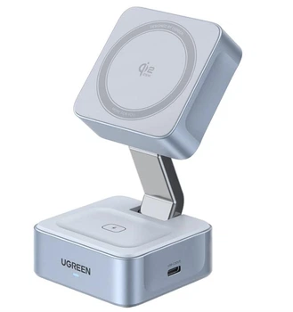 Беспроводное зарядное устройство UGREEN Magflow 2-in-1 Qi2.2 25W MagSafe Ultra-Fast для iPhone 17-12 Series