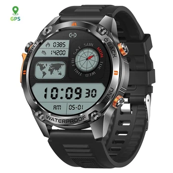 Тактичний спортивний смарт годинник G100 для військових з GPS, компасом та можливість здійснювати дзвінки Чоловічий наручний розумий годинник Чорний
