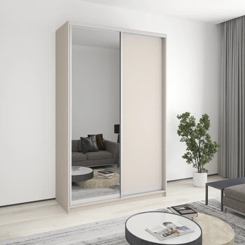 Шафа-купе дводверна MebelStar Стандарт AL ДСП/Дзеркало 150x45x240 см Кашемір (MBS-3695)