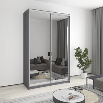 Шафа-купе дводверна MebelStar Стандарт AL 2 Дзеркала 150x45x240 см Антрацит (MBS-3803)