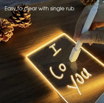 Світильник-нічник із прозорою дошкою для нотаток 12,5×17,5 см, 3 режими підсвітки, USB, маркер у комплекті