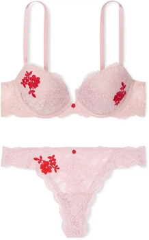 Комплект женского белья Victoria's Secret Dream Angels Chalk Rose (лиф 36C + трусики-стринги M)