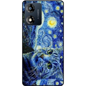 Силиконовый бампер чехол Candy для Motorola Moto E13 с рисунком Кошечка Звездная ночь