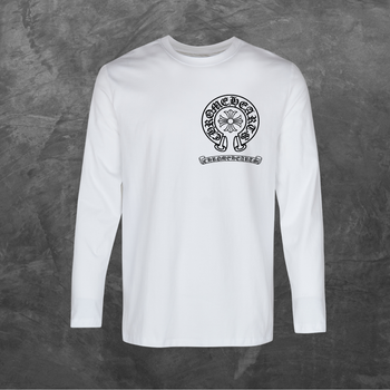Лонгслів унісекс з принтом Chrome Hearts Хром Хартс (принт спина мод1) база біла S