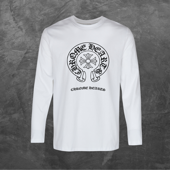 Лонгслів унісекс з принтом Chrome Hearts Хром Хартс (мод4) база біла S