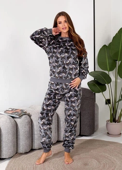 Тёплый женский костюм-пижама для дома S3000154 XL-2XL (52-54) Серый