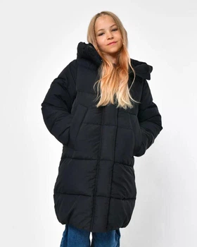 Підліткове зимове стьобане пальто для дівчинки X-Woyz DT-8369-8 128 см Чорний