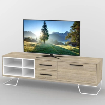 Тумба под телевизор ТВ-375 Дуб Сонома+Белый 180х44х55 Тиса мебель