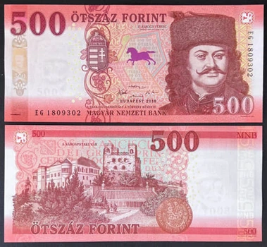 Банкнота Венгрия 500 форинт 2018 г. UNC