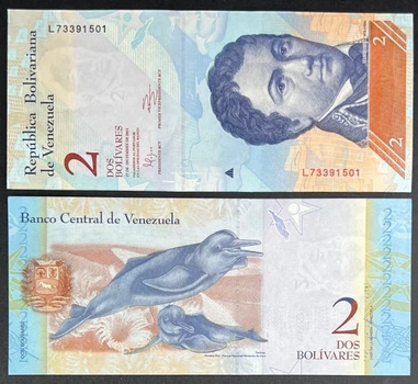 Банкнота Венесуэла 2 боливар 2012 г. UNC