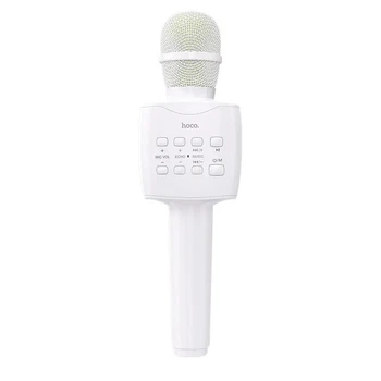 Беспроводной микрофон караоке Hoco BK5 Cantando Karaoke Blue 1200 мАч 5Вт Смена голоса Белый