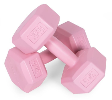 Hantle sześciokątne do ćwiczeń Modern Home 2 x 3 kg Różowe (5905817006151)
