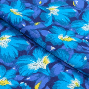 Ткань фланель халатная цветы синие (155г/м.кв150см пог.м) 144042