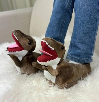 Тапочки кігурумі Kigurumi Динозавр Тірекс T-Rex Дитячі Коричневий Плюшеві 25-32 (3109/1)