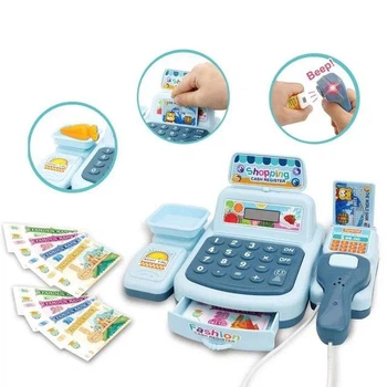 Ігровий касовий апарат MIC з продуктами та візком, блакитний 21х20 см F332-11H