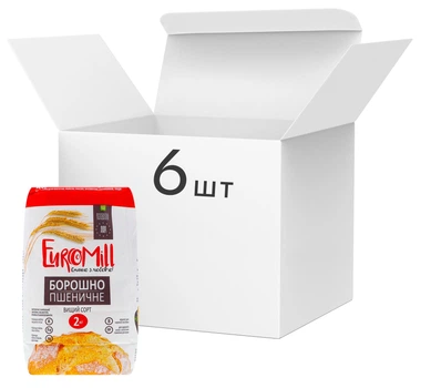 Упаковка борошна пшеничного EuroMill в/с 2 кг х 6 шт (12 кг) (4820213980069)