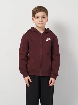 Дитяча тепла толстовка з капюшоном для хлопчика Nike K Nsw Club Flc Hd Fz Ls Lbr FD3004-652 122-128 см Коричнева (197598165423)