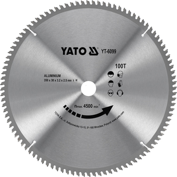 Tarcza widiowa YATO do aluminium 350 x 100 zębów x 30 mm (YT-6099)