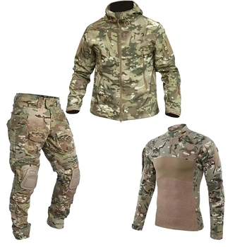 Тактичний костюм 3в1 Куртка SoftShell на флісі та Штани G2 з наколінниками + UBACS G4 мультикам розмір M