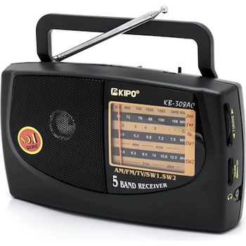 Радіоприймач KIPO 308AC FM/AM/SW/TV акустичний портативний радіоприймач від мережі та на батарейках