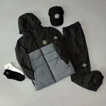 Мужской демисезонный спортивный костюм 4в1 Stone Island M черный (SS0044)