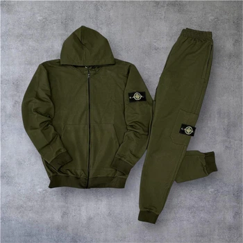 Мужской демисезонный спортивный костюм Stone Island XL хаки (SI0013)