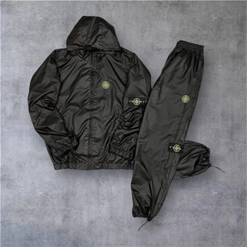 Мужской демисезонный спортивный костюм Stone Island XL черный (SI0010)