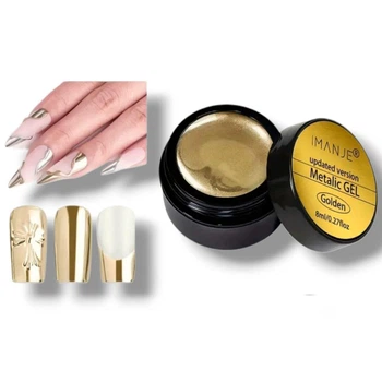 Гель-краска металлическая IMANJE для дизайна ногтей Metalic Golden 8ml