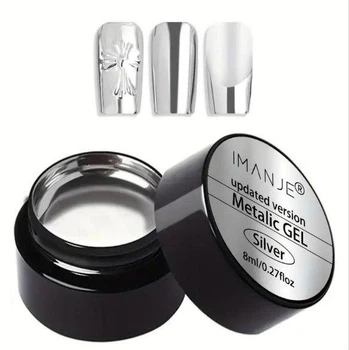 Гель-фарба металева IMANJE для дизайну нігтів Metalic Silver 8ml