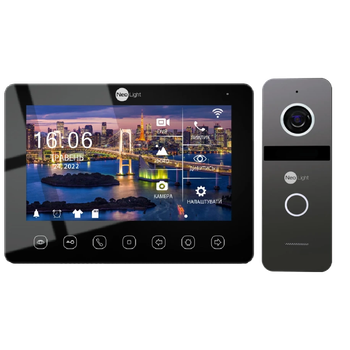 Комплект відеодомофона NeoLight NeoKIT HD WF, 7", Full HD, Wi-Fi, Hands Free, Wi-Fi, 1920×1080 Black/Graphite