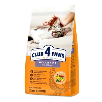 Корм сухой для кошек Club 4 Paws Indoor 4 в 1 с курицей 2 кг (4820083909313)