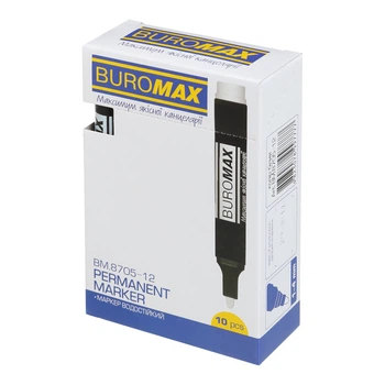 Маркер водостійкий білий Buromax 1-4 мм, 10 штук BM.8705-12