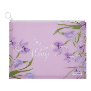 Папка-конверт на zip-молнии, А4, матовый полупрозрачный пластик, Arabeski, лавандовый