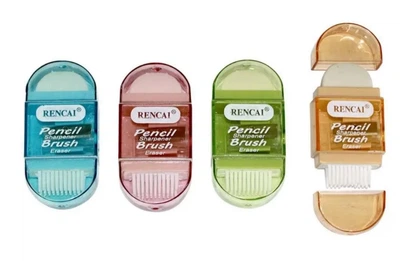 Точилка Rencai, пластиковая, с контейнером, ластиком и щеточкой, 24 шт.