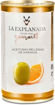 Оливки La Explanada gourmet зеленые с апельсиновой пастой в рассоле 350 г