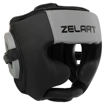 Шлем боксерский Zelart BO-3870 XL Черно-серый