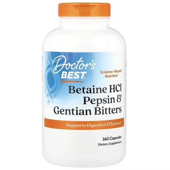 Doctor's Best, гірка настоянка з бетаїн гідрохлоридом, пепсином і тирличем, 360 капсул
