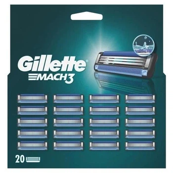 Сменные картриджи для бритья (лезвия кассеты) мужские Gillette Mach 3 кассеты 20 шт