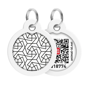 Адресник - жетон для собак и котов WAUDOG Smart ID Геометрия, L, металлический, круглый Ø30 мм, с QR-паспортом, арт. 230-0202