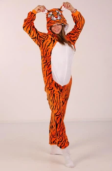 Жіноча кігурумі піжама доросла та підліткова Kigurumi Тигр Помаранчевий на змійці M 155-165 см. (1028)