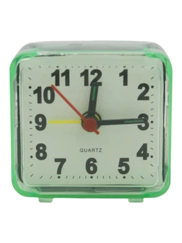 Годинник настільний квадратний кварцовий на батарейці з будильником Happy Home Quartz D-2046 6х5,5 см Зелені