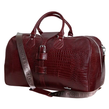 Дорожня сумка - саквояж Vip Collection 36490C коричнева натуральна шкіра (36490 В CROC)